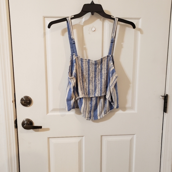 Torrid Size 1 Striped Blue and White Button-Up Women's Top - Picture 3 of 8